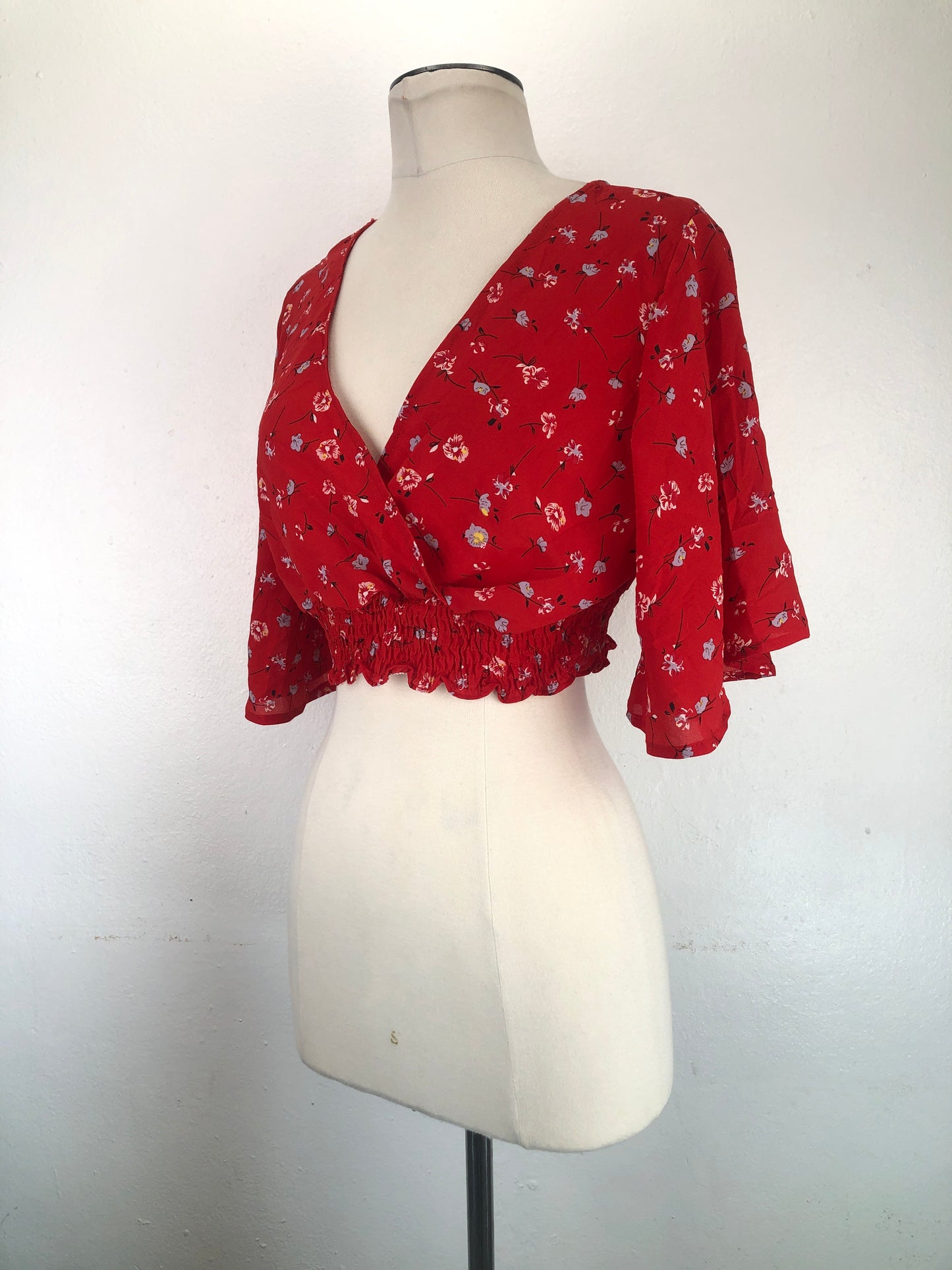 Blusa Rojo Floral Shein