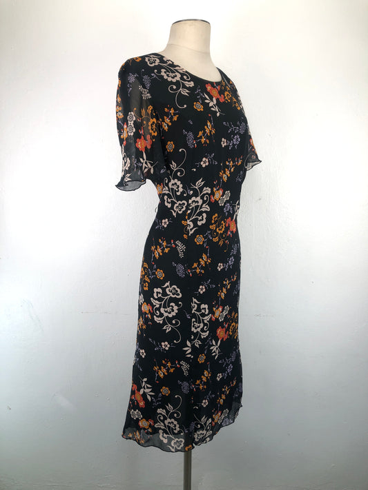 Vestido Negro De Flores Matinee