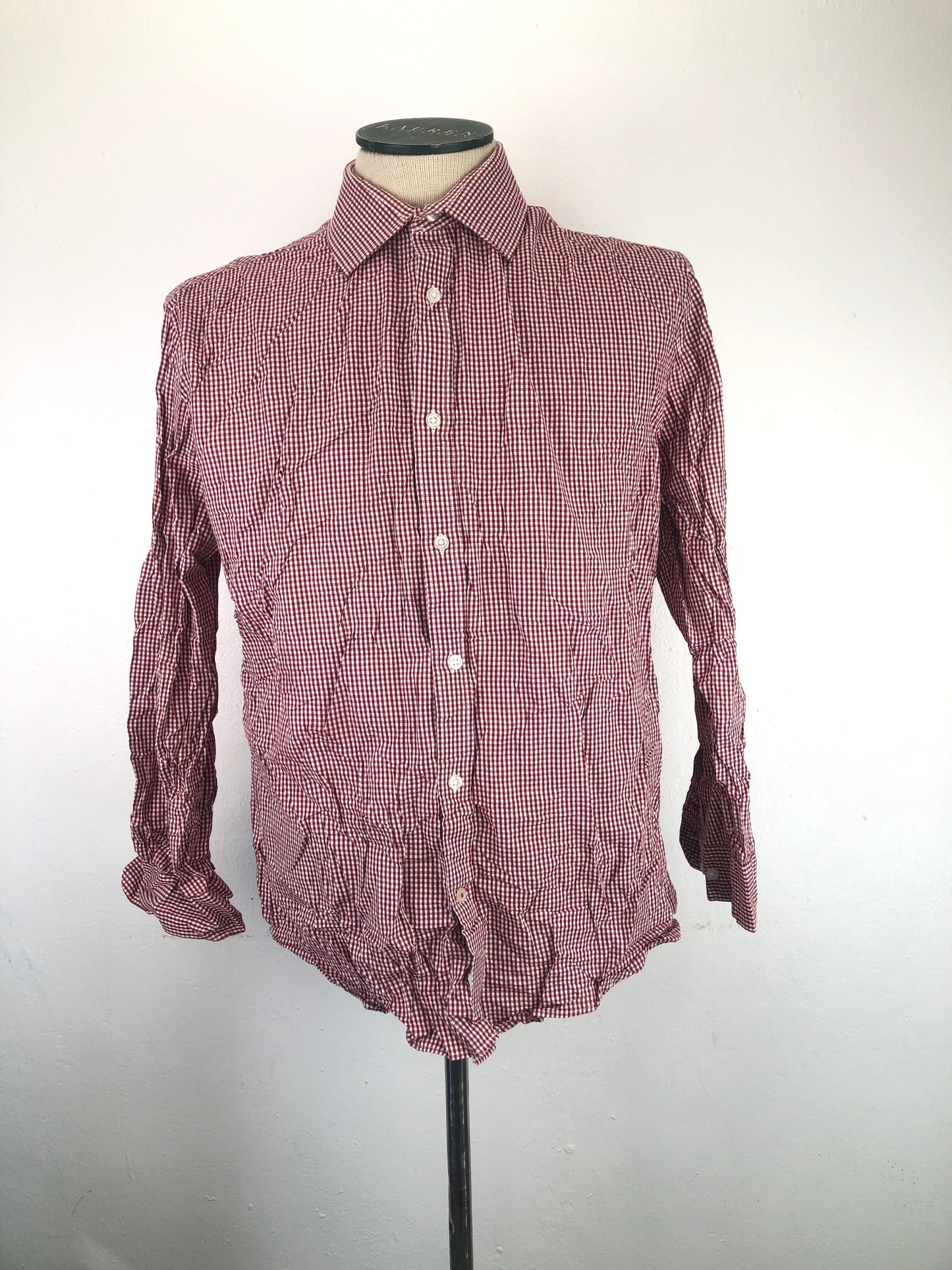 Camisa Rojo Vino De Cuadro Slim Fit