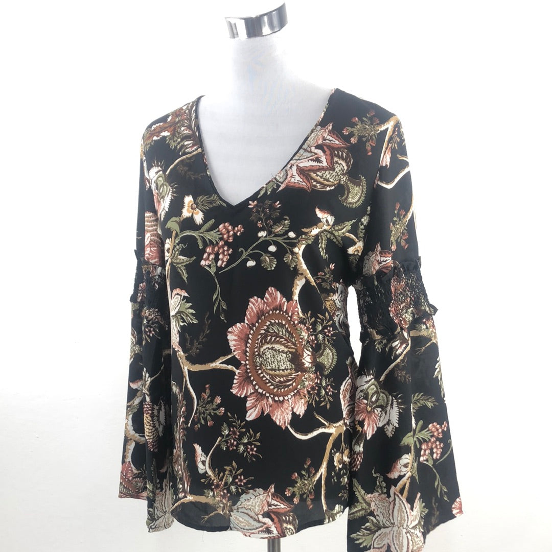 Blusa Negro de Flores Carolina Belle