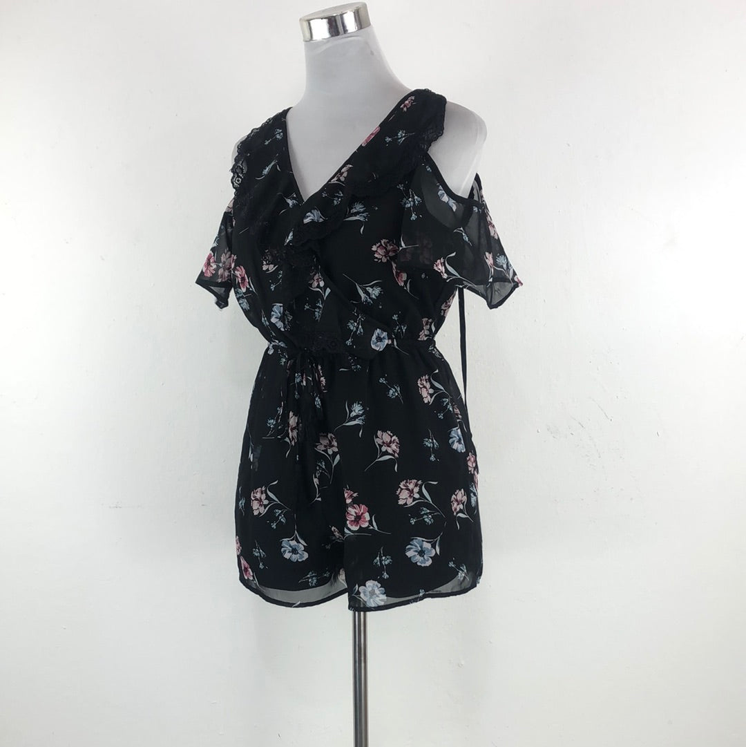 Enterizo Negro de Flores Bongo
