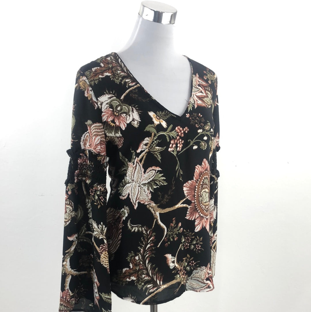 Blusa Negro de Flores Carolina Belle