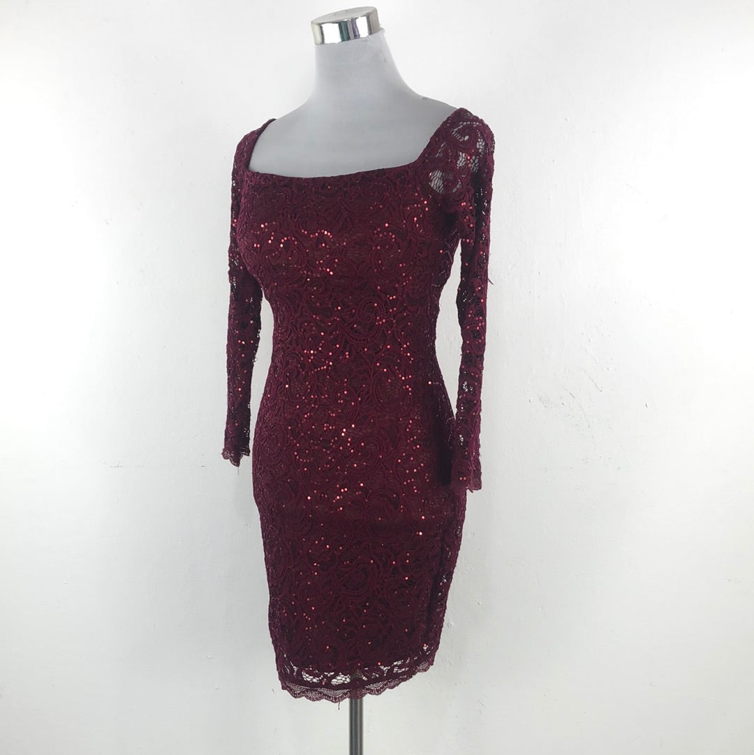 Vestido Rojo Vino de Brillo My Michelle