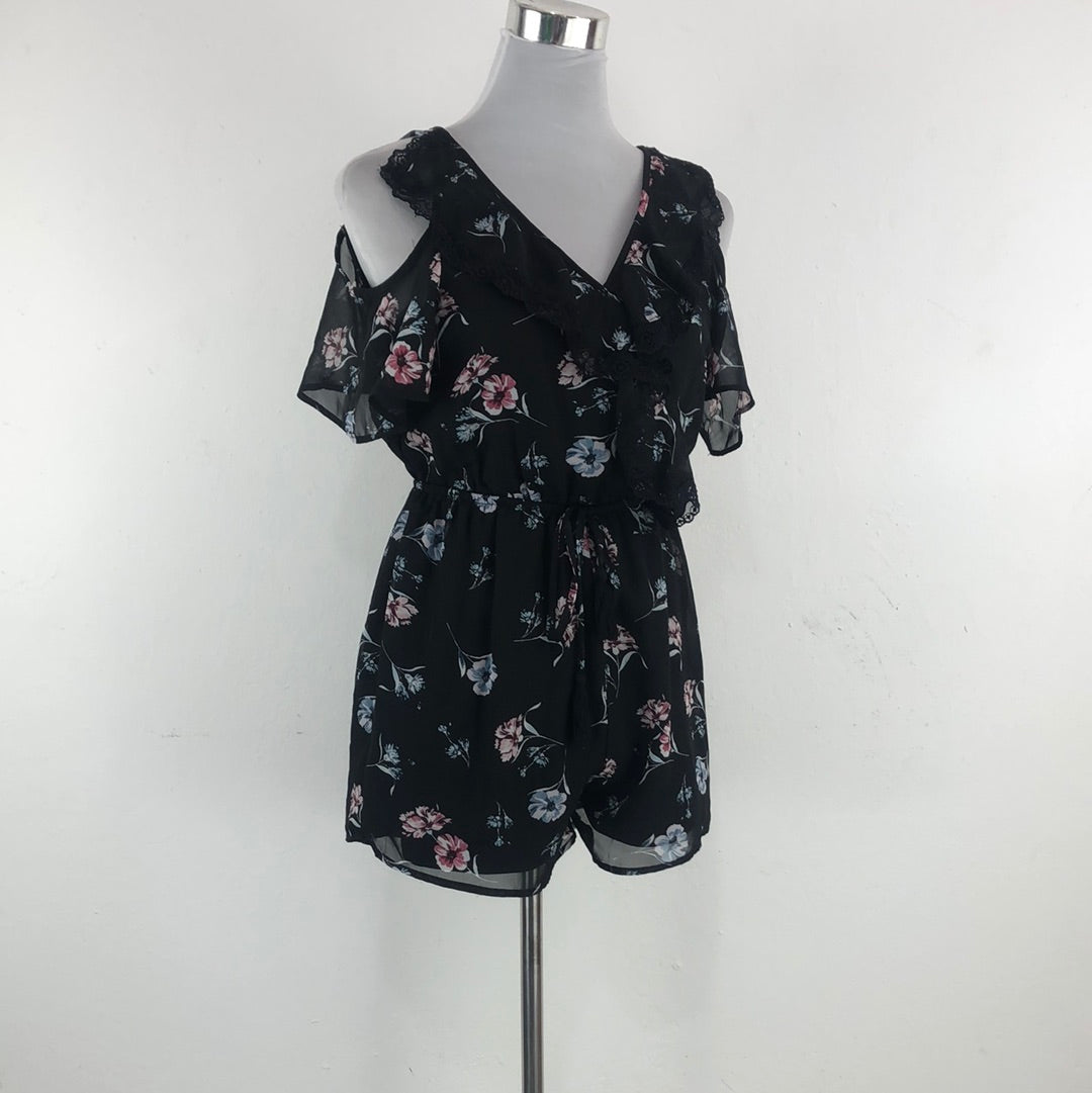 Enterizo Negro de Flores Bongo