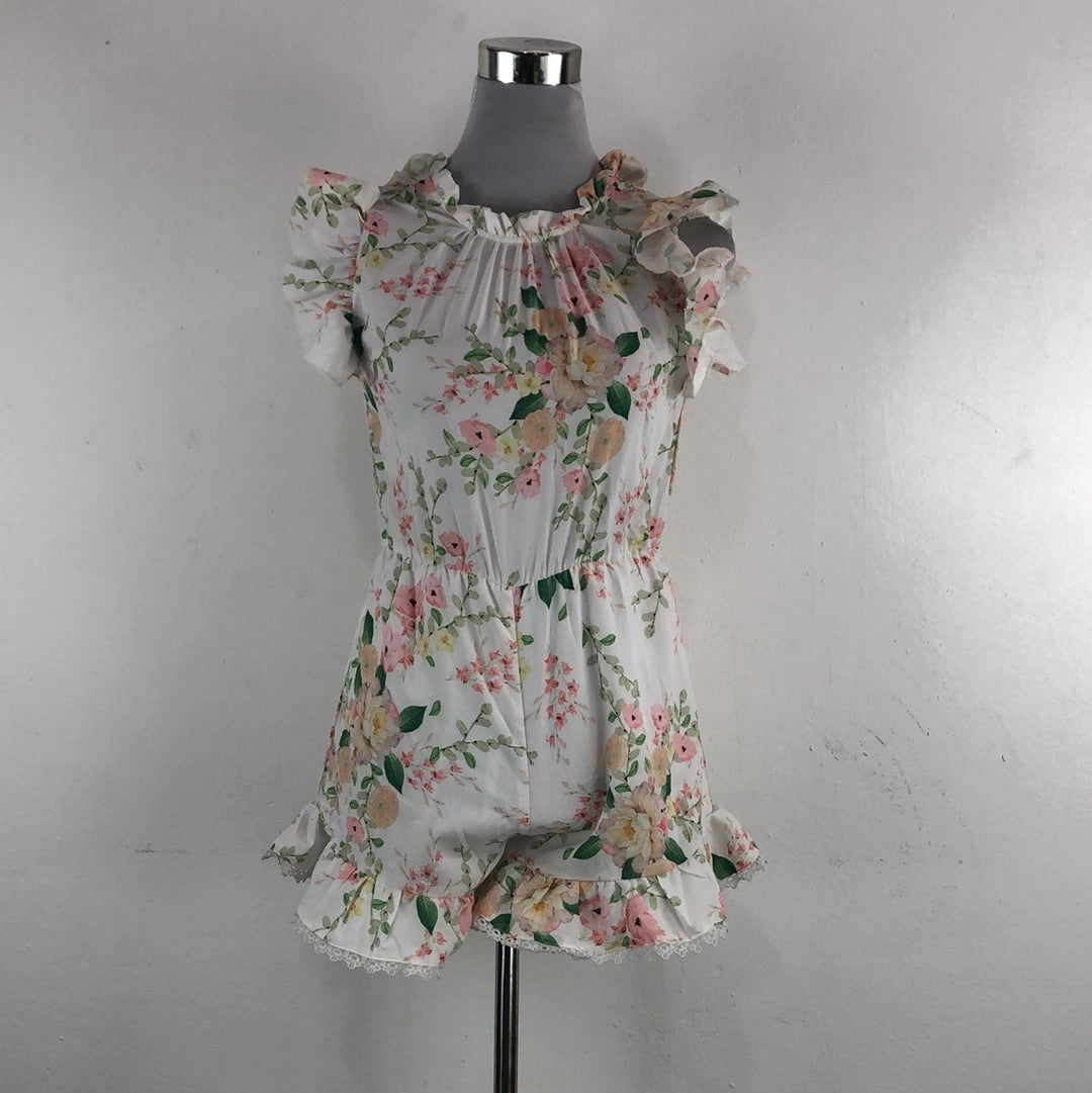 Enterizo Corto Blanco de Flores Shein
