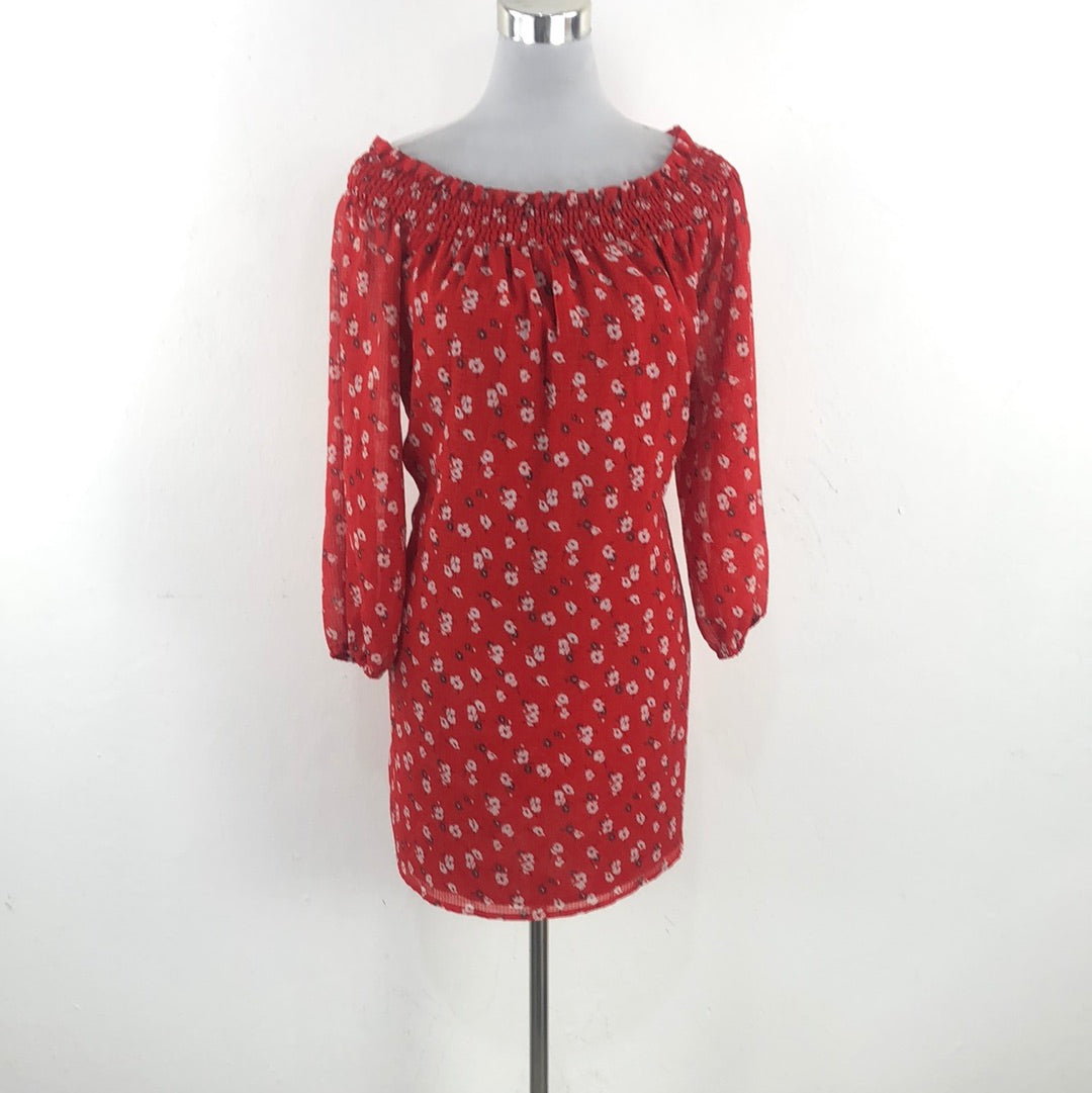 Vestido Rojo de Flores Abercrombie Fitch