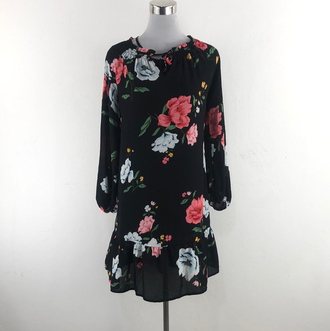Vestido Negro de Flores Old Navy