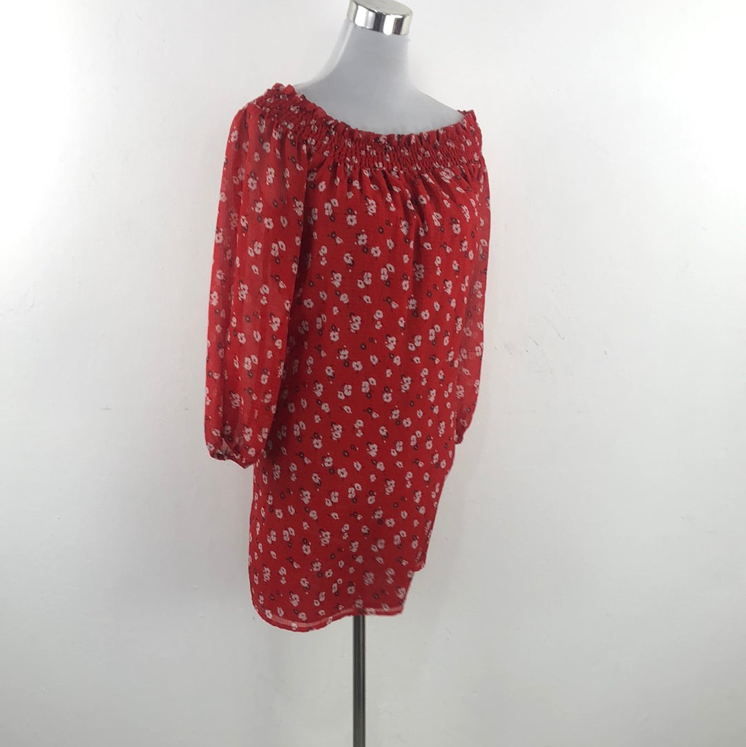 Vestido Rojo de Flores Abercrombie Fitch