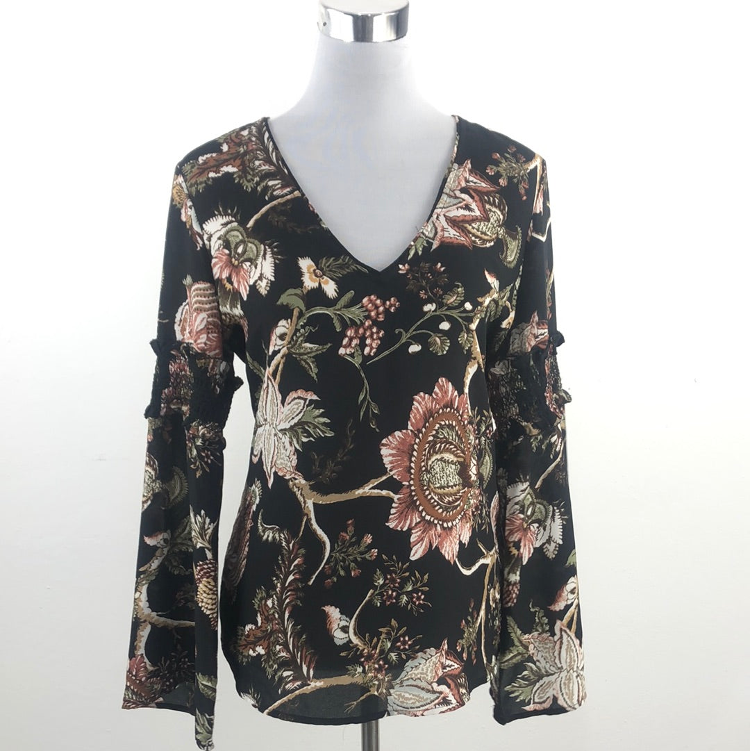 Blusa Negro de Flores Carolina Belle