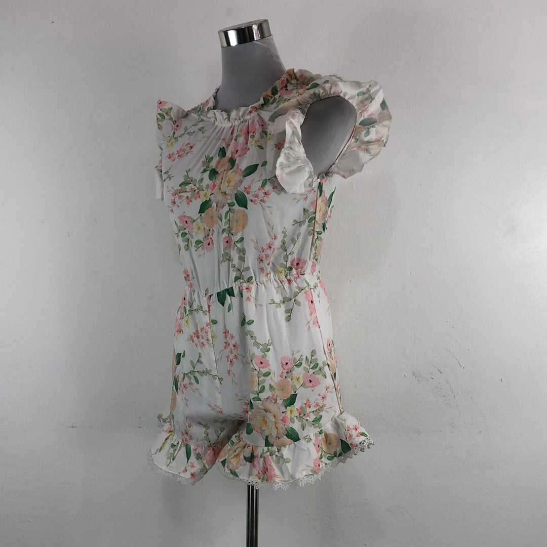 Enterizo Corto Blanco de Flores Shein