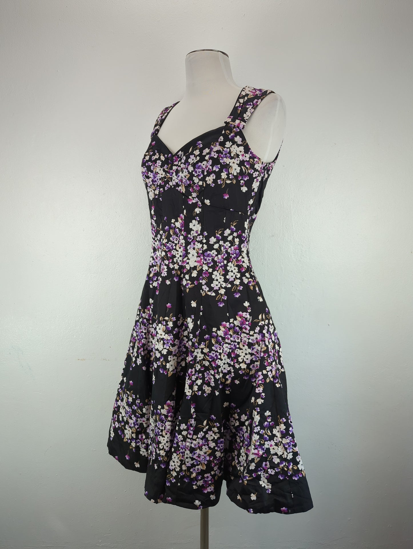 Vestido Negro Floral White Black