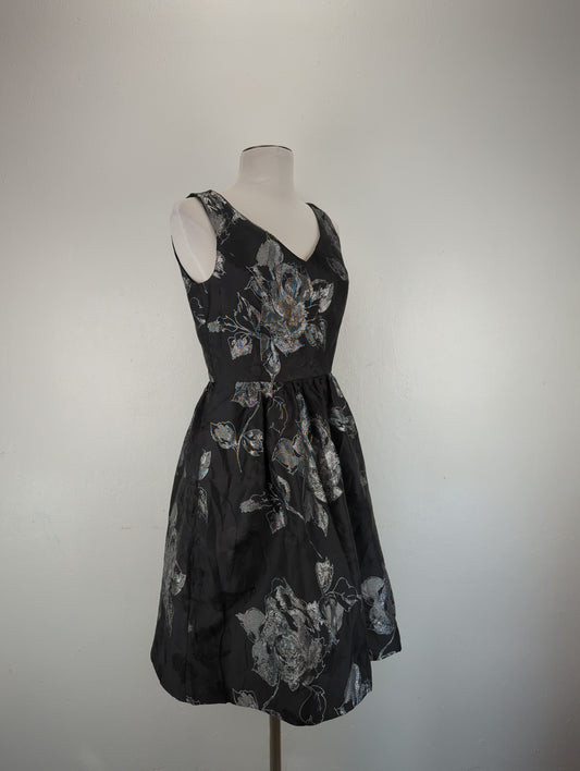Vestido Negro Floral White Black