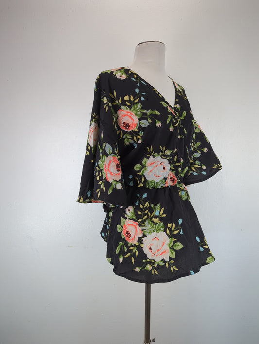Blusa Negro Floral Variangis