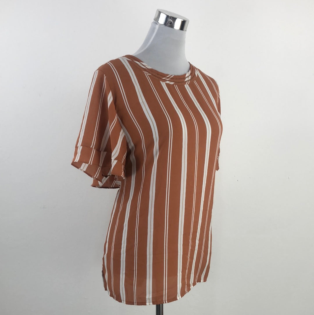 Blusa Marron de Rayas Liz Claiborne