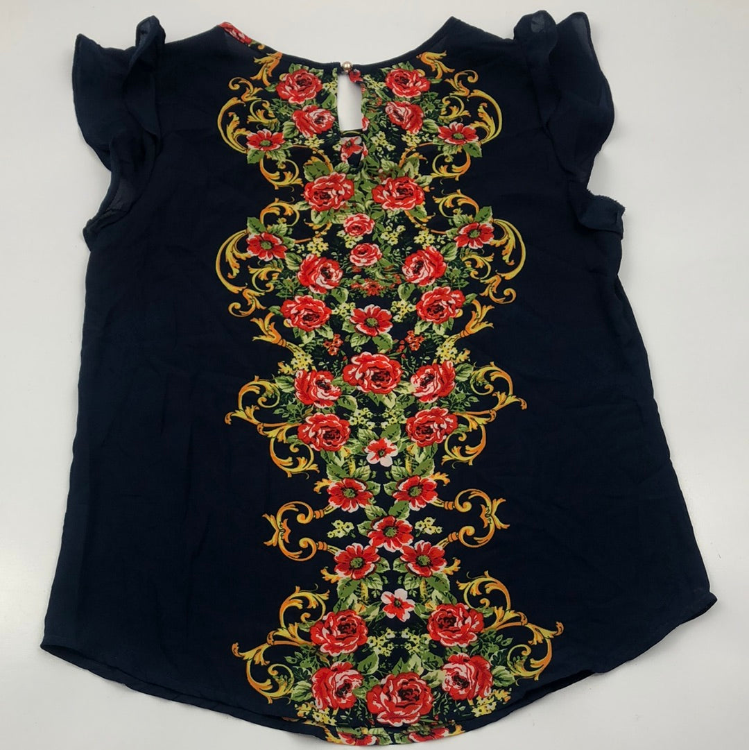 Blusa Azul Oscuro de Flores OLM