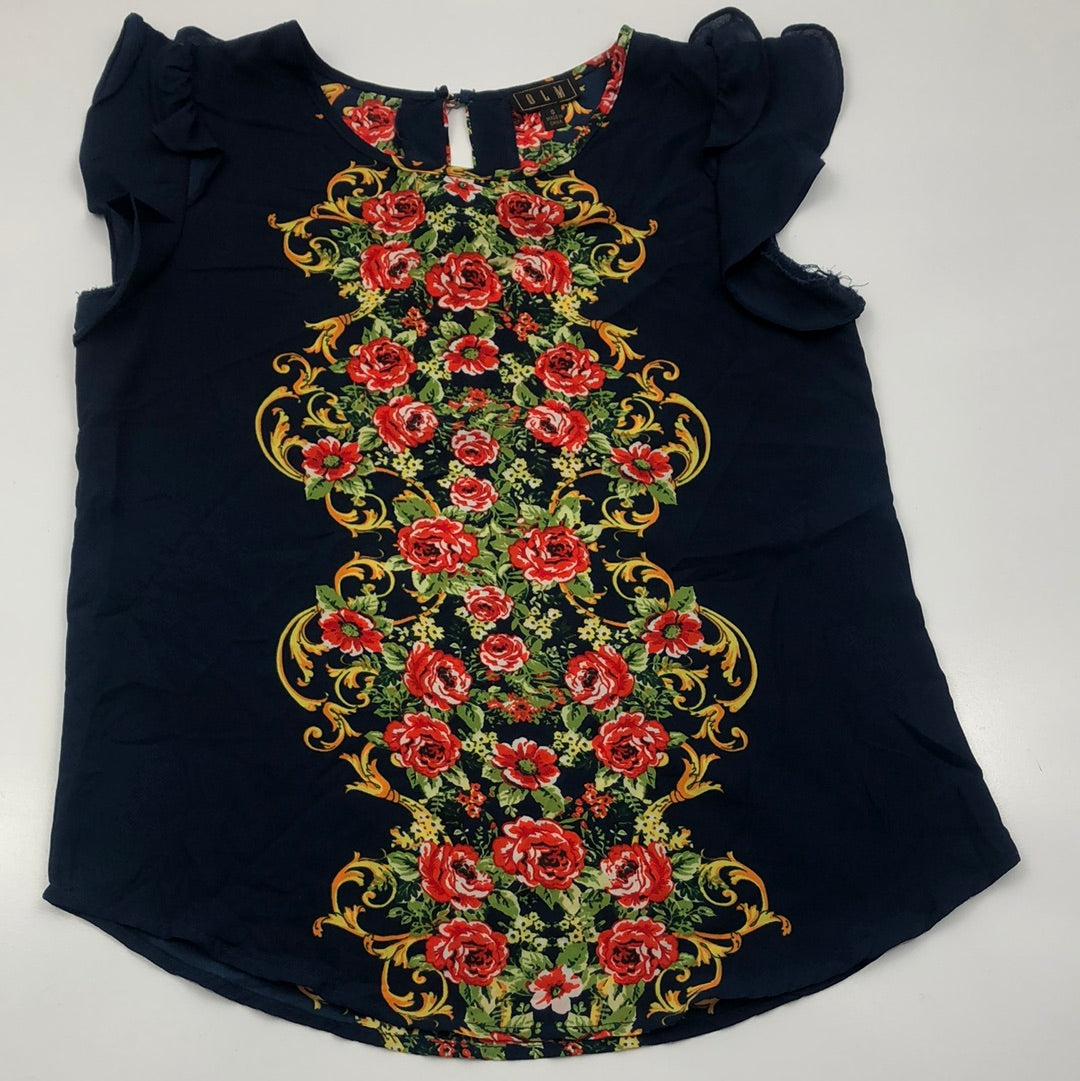 Blusa Azul Oscuro de Flores OLM