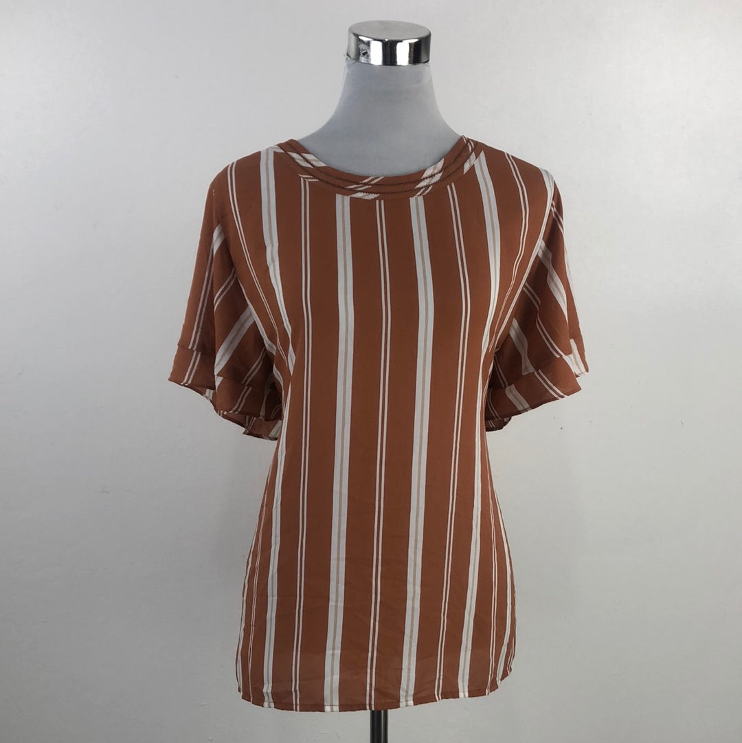 Blusa Marron de Rayas Liz Claiborne