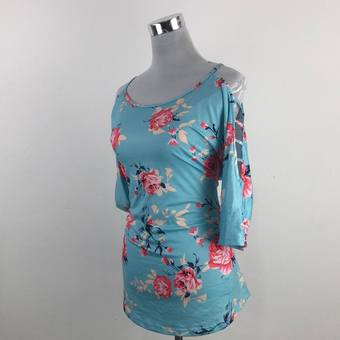 Blusa Azul de Flores