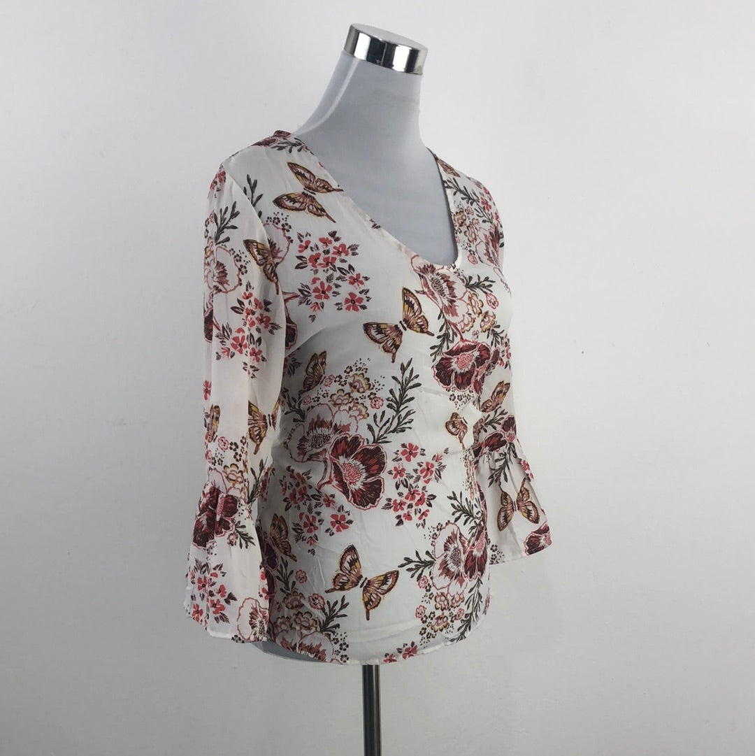 Blusa Blanco de Flores Como Vintage