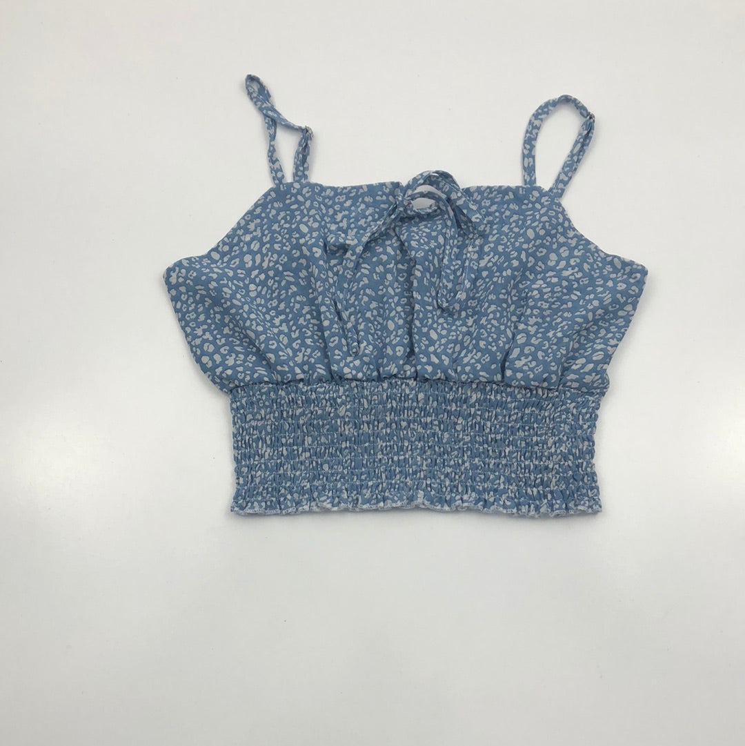 Top Azul de Flores Romwe