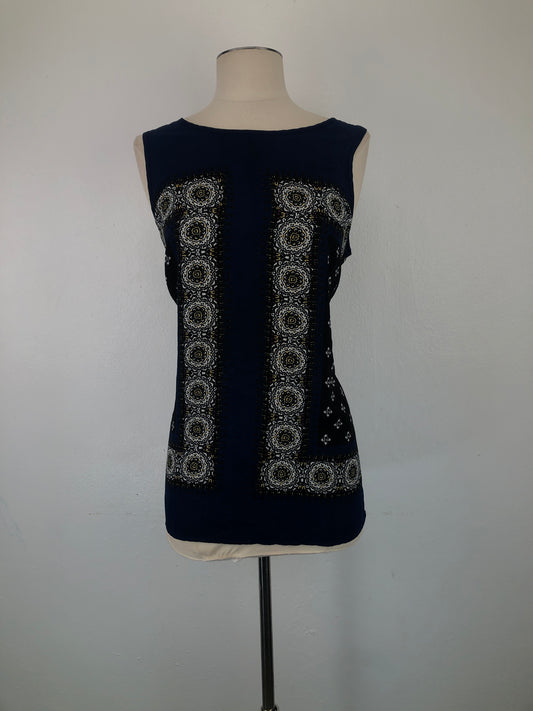 Blusa Azul marino de Flores  Artisan Ny
