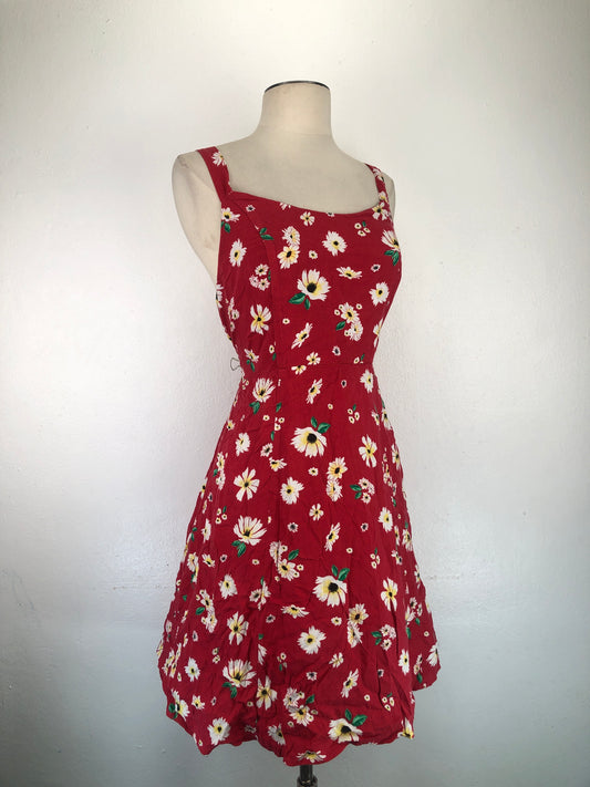 Vestido Rojo De Flores So