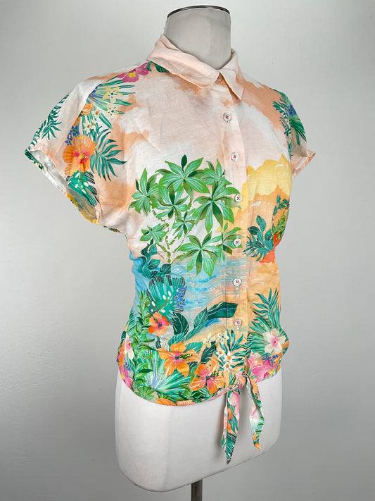 Camisa Naranja Floral Talbots