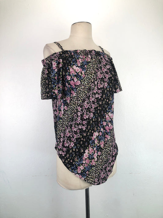 Blusa Negro De Flores Ln