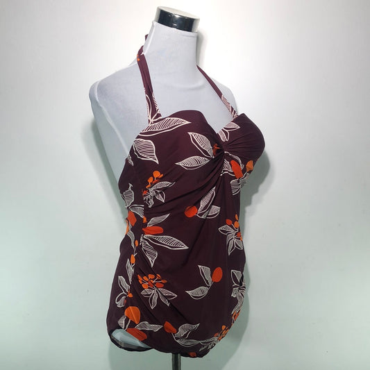 Traje de Baño Rojo Vino de Flores