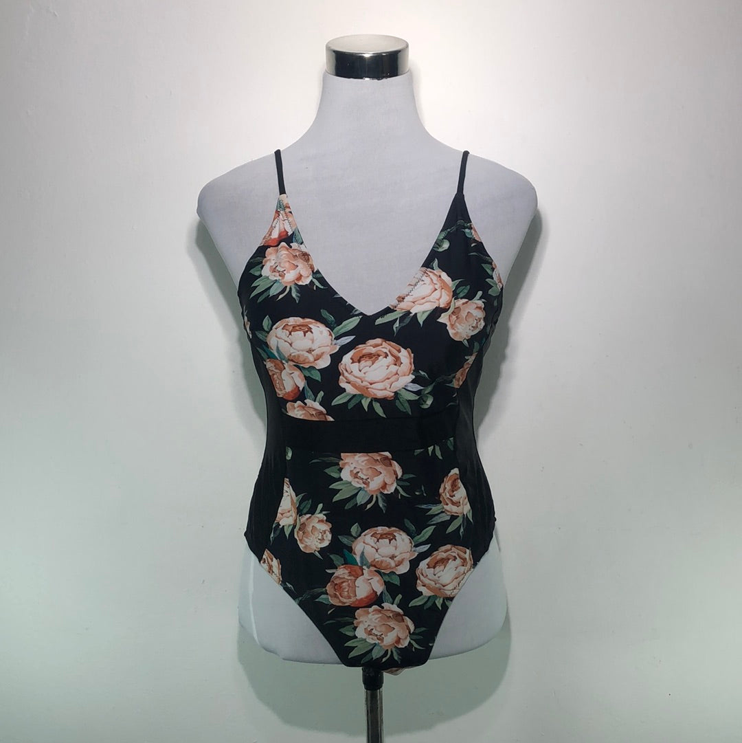 Traje de Baño Negro de Flores Cupshe