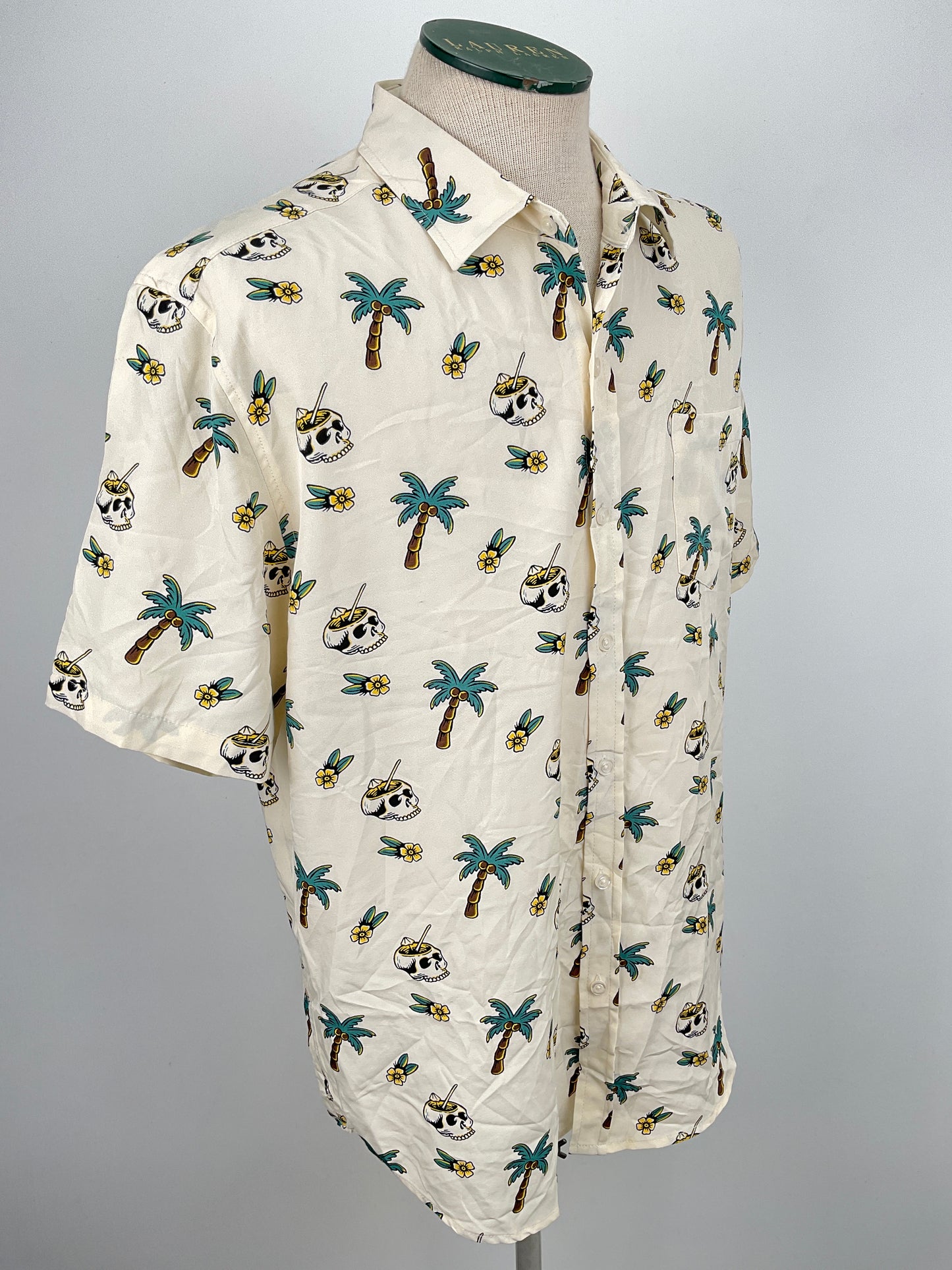 Camisa Crema Floral Stretch