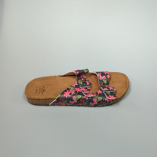 Sandalia Negro de Flores Bobbiebrooks
