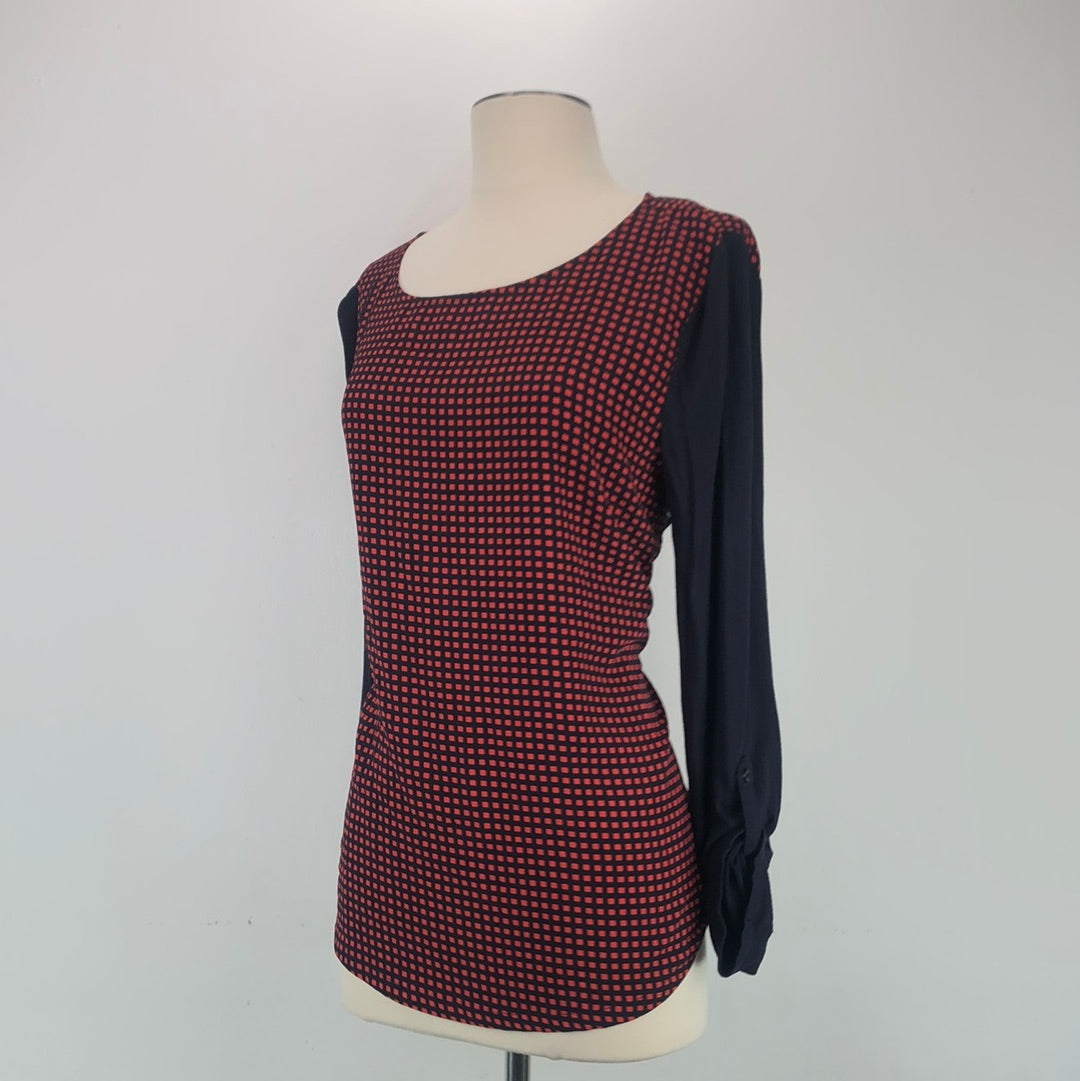 Blusa Naranja Cuadro Ann Taylor