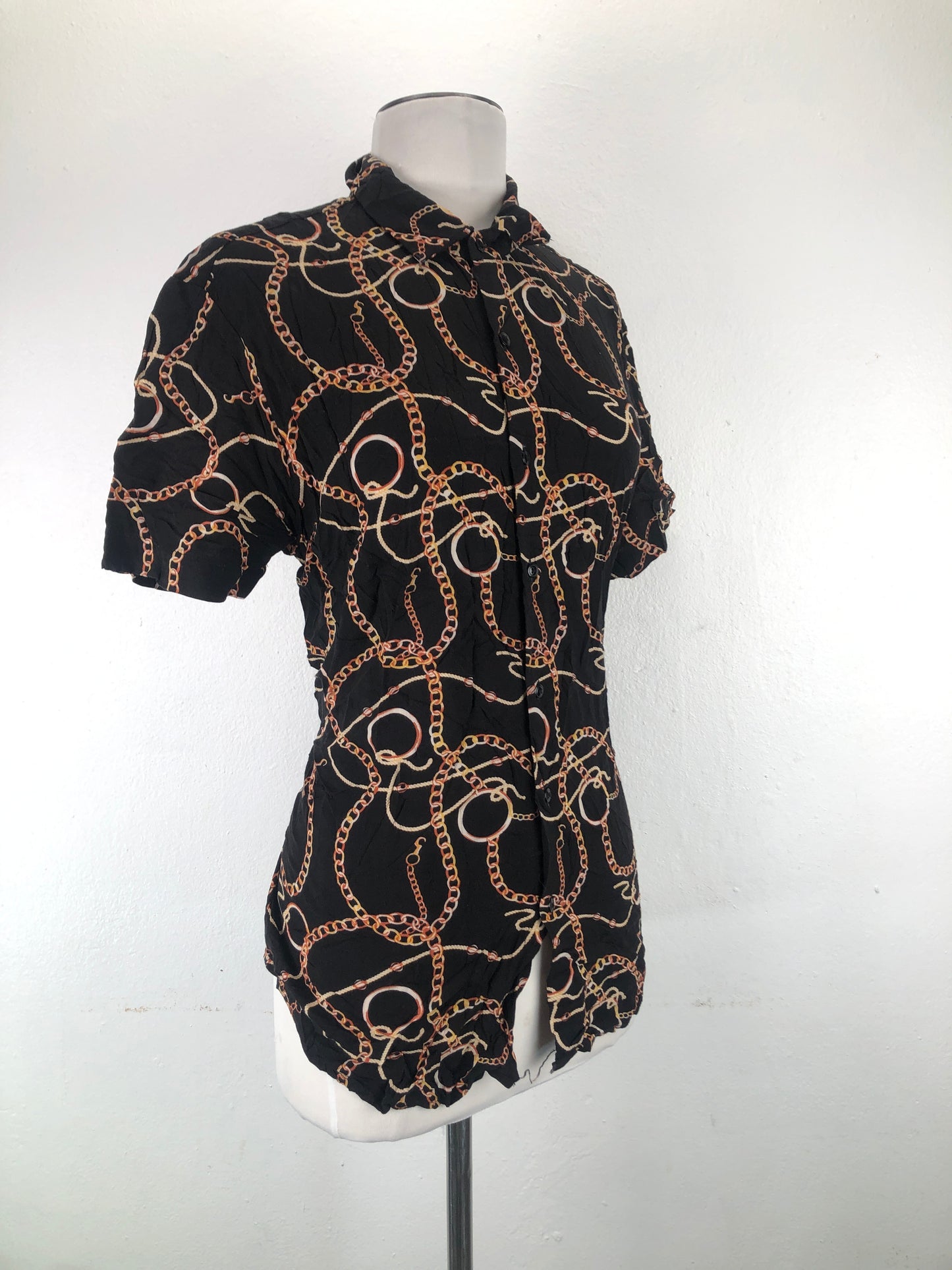 Camisa Negro Denim Flower