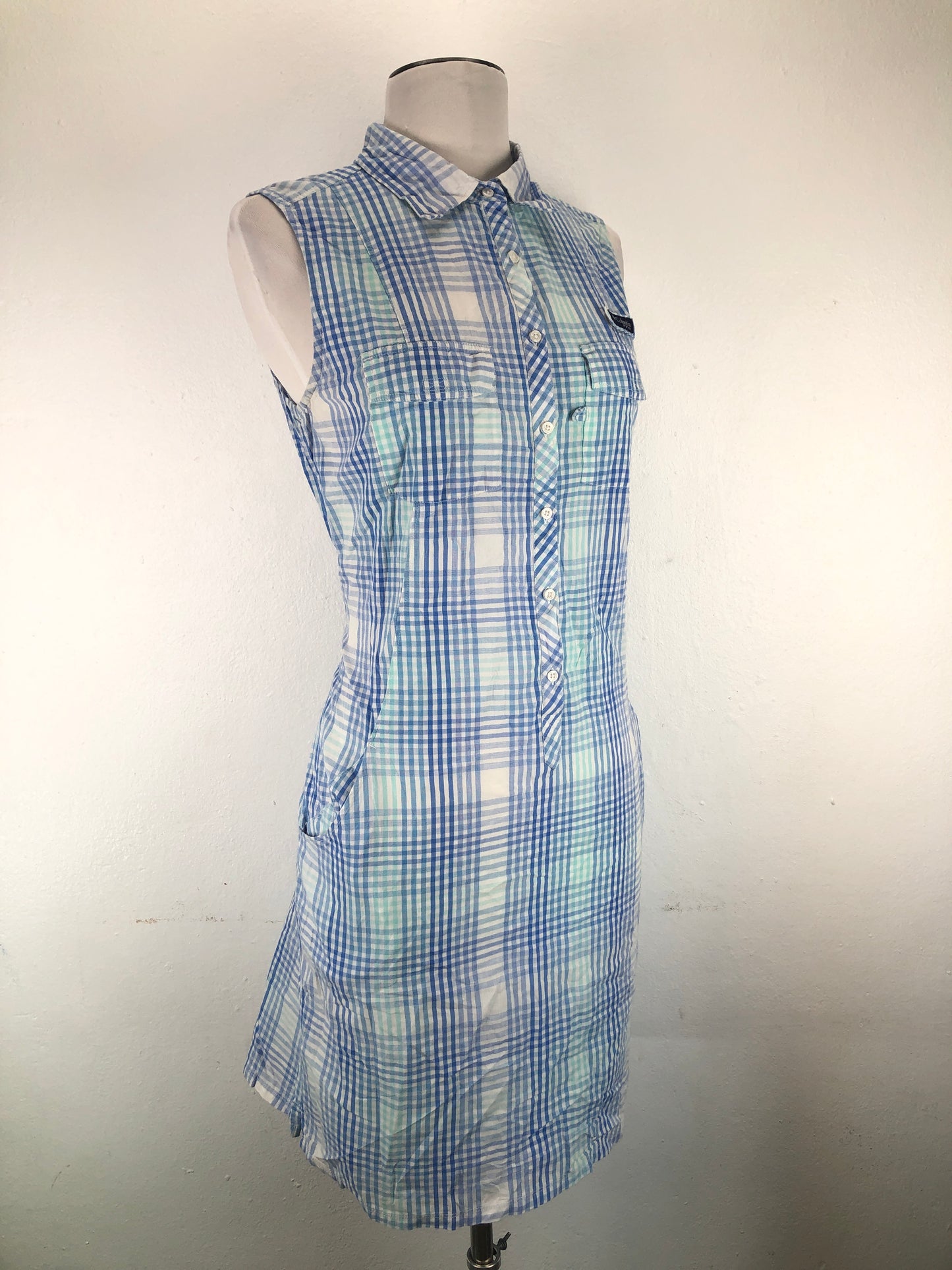 Vestido Tipo Camisero Azul claro de Cuadro Columbia