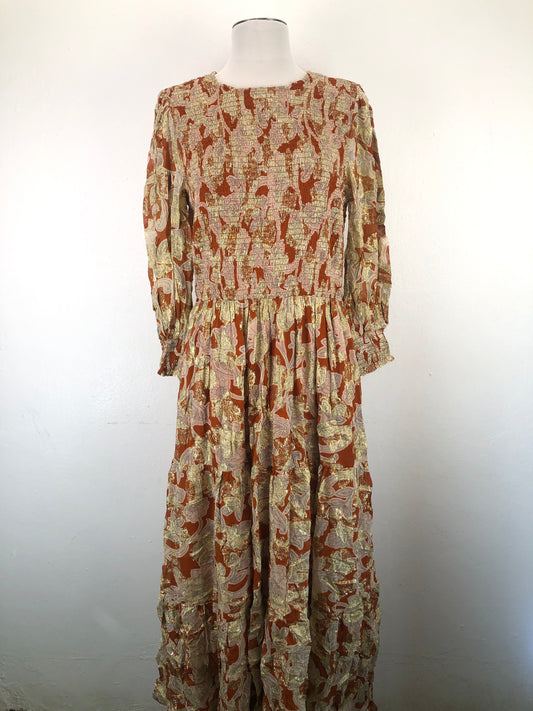 Vestido Dorado Floral Borden