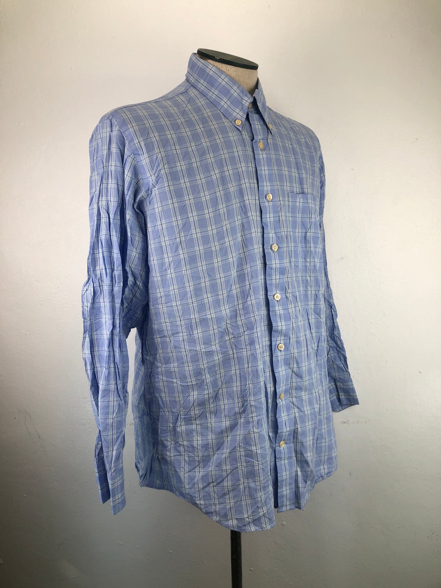 Camisa Azul Claro De Cuadro  Kirkland