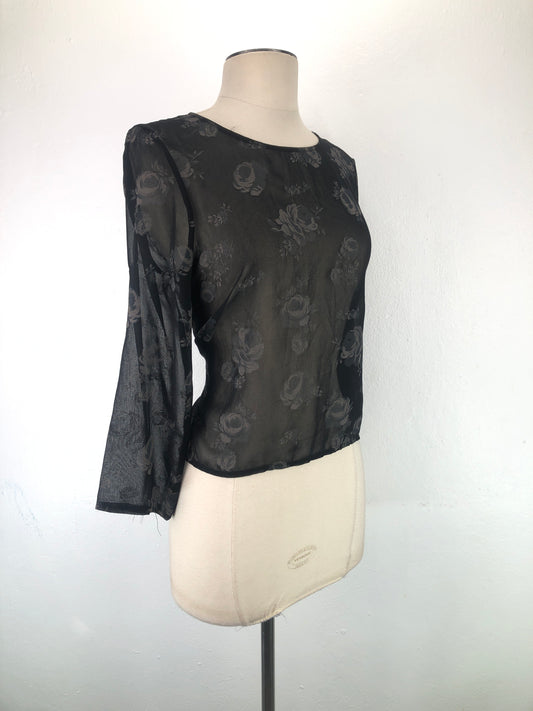 Blusa Negro de Flores Zara Basic