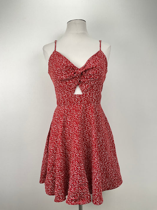 Vestido Rojo vino Floral Shein