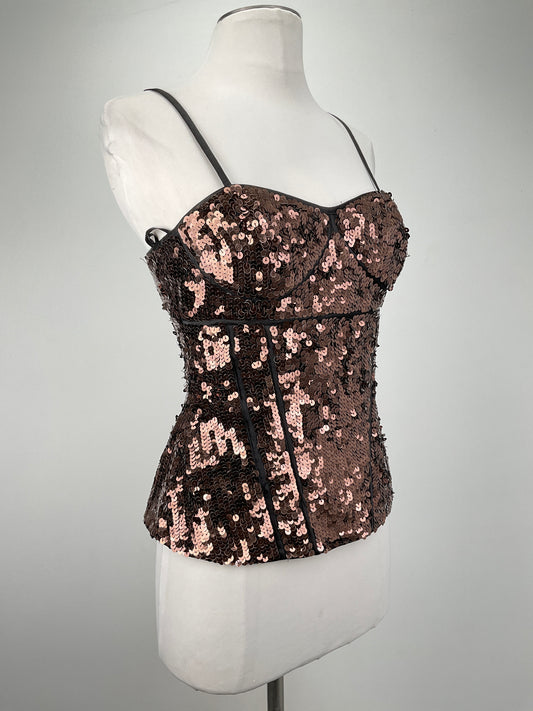 Blusa Marron de Brillo Luxe