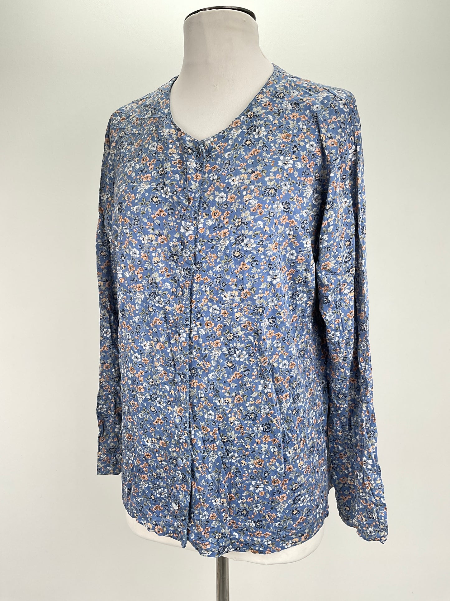 Blusa Gris Azulado Floral Lands’ End