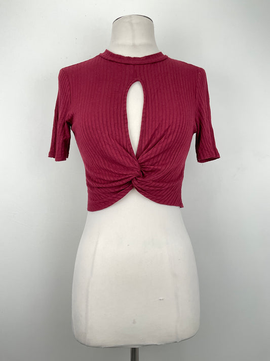 Blusa Rojo vino de Rayas Fashion Nova