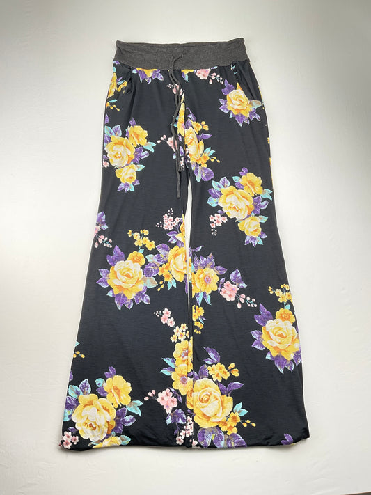 Pantalon Palazzo Negro Floral Egy
