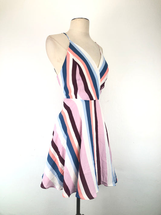 Vestido Multicolor de Rayas Fashion Nova