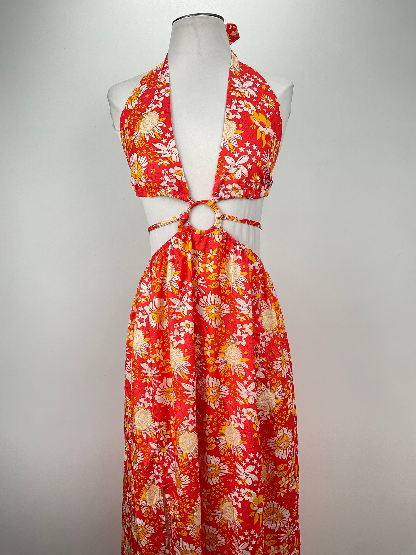 Vestido Naranja Floral Variangis