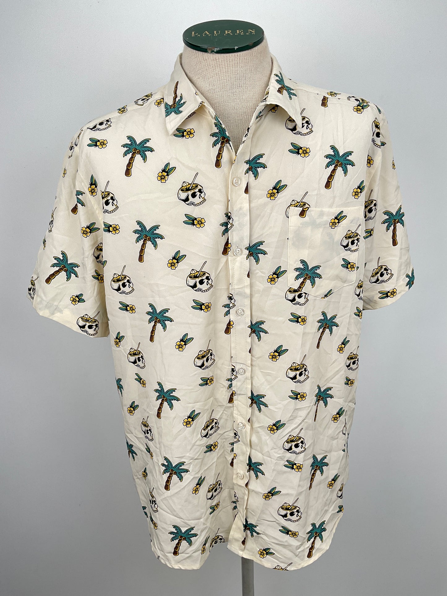 Camisa Crema Floral Stretch