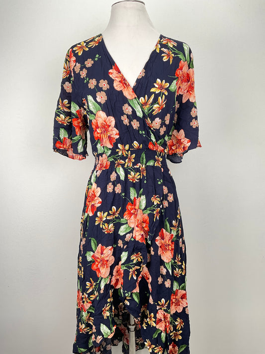 VestidoAzul oscuro  Floral KorMei