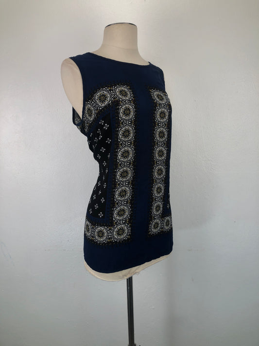 Blusa Azul marino de Flores  Artisan Ny