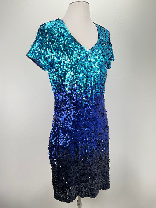 Vestido Azul de Brillo Maner