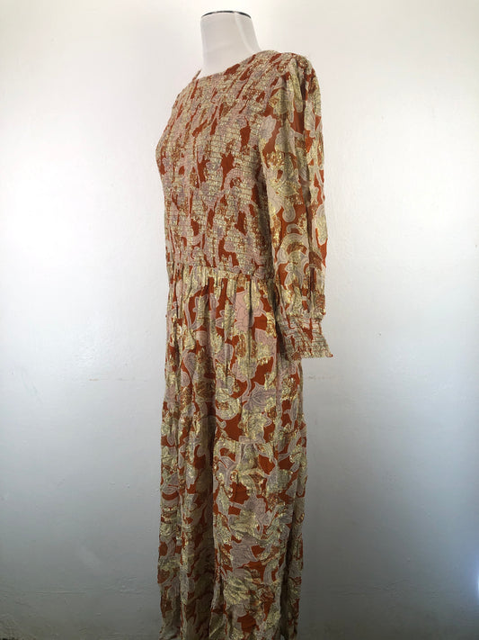 Vestido Dorado Floral Borden